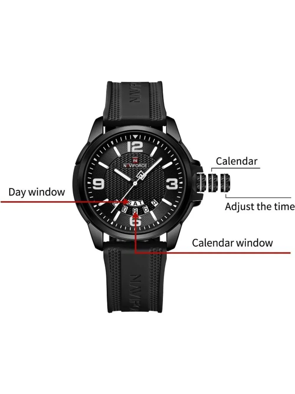 Unisex Black Analog Quartz Silicone Strap Sports Military Waterproof Wrist Watch